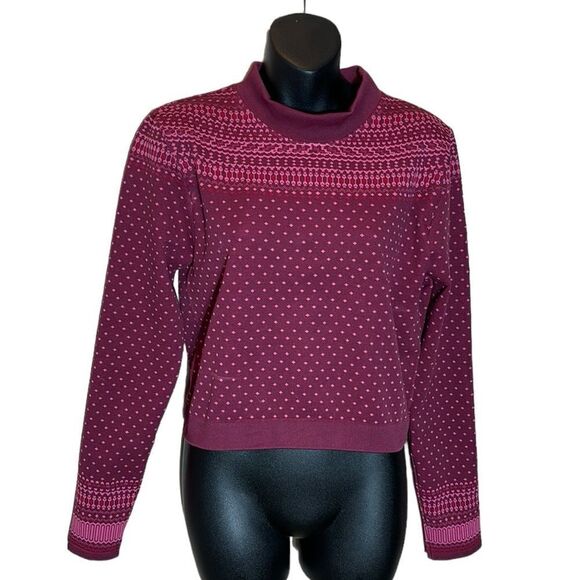 Fabletics Holly seamless long sleeve top Merlot multi new xl Nordic fair isle - Picture 3 of 9